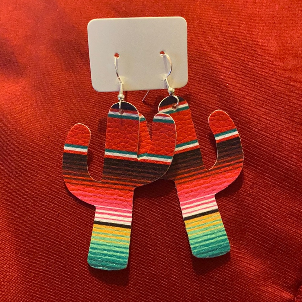 Serape cactus earrings